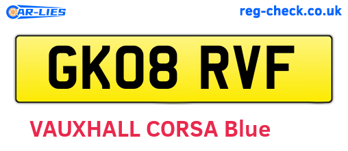 GK08RVF are the vehicle registration plates.