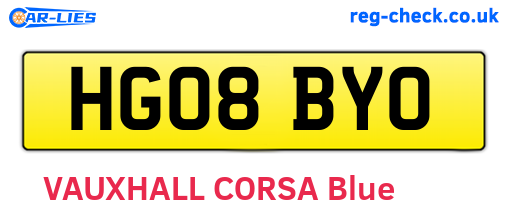 HG08BYO are the vehicle registration plates.