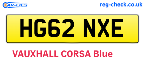HG62NXE are the vehicle registration plates.