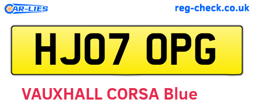 HJ07OPG are the vehicle registration plates.