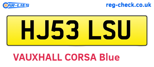 HJ53LSU are the vehicle registration plates.