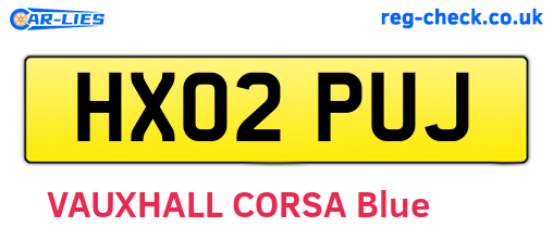HX02PUJ are the vehicle registration plates.