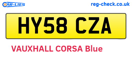 HY58CZA are the vehicle registration plates.