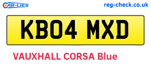 KB04MXD are the vehicle registration plates.