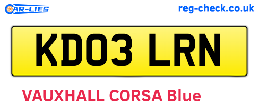 KD03LRN are the vehicle registration plates.