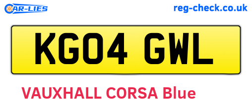 KG04GWL are the vehicle registration plates.