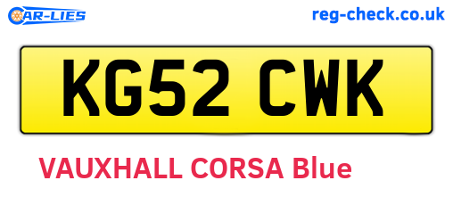 KG52CWK are the vehicle registration plates.