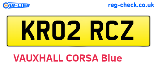 KR02RCZ are the vehicle registration plates.