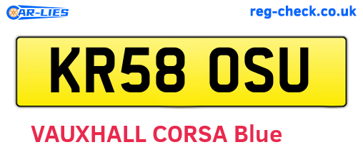 KR58OSU are the vehicle registration plates.
