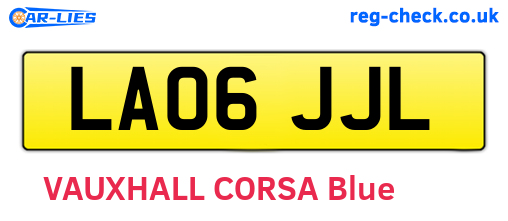 LA06JJL are the vehicle registration plates.