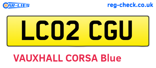 LC02CGU are the vehicle registration plates.