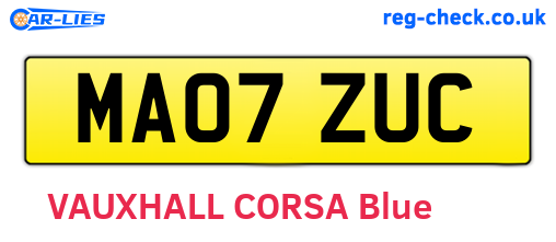 MA07ZUC are the vehicle registration plates.