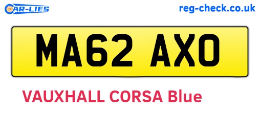 MA62AXO are the vehicle registration plates.
