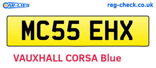 MC55EHX are the vehicle registration plates.