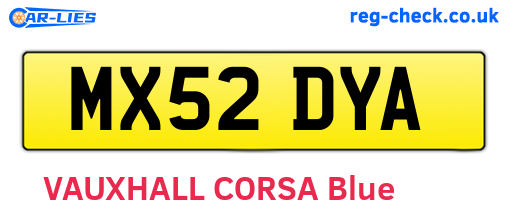 MX52DYA are the vehicle registration plates.