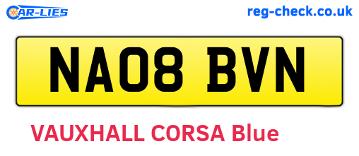 NA08BVN are the vehicle registration plates.