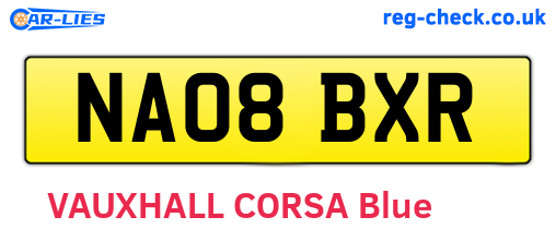 NA08BXR are the vehicle registration plates.