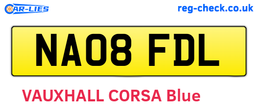 NA08FDL are the vehicle registration plates.