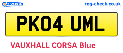PK04UML are the vehicle registration plates.
