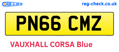PN66CMZ are the vehicle registration plates.