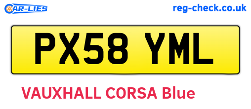 PX58YML are the vehicle registration plates.