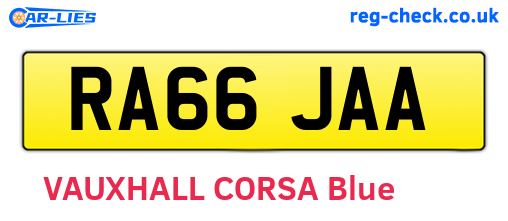 RA66JAA are the vehicle registration plates.