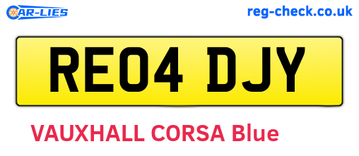 RE04DJY are the vehicle registration plates.