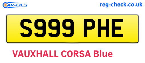 S999PHE are the vehicle registration plates.