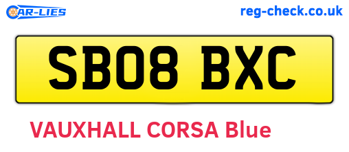 SB08BXC are the vehicle registration plates.
