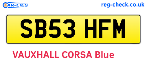SB53HFM are the vehicle registration plates.