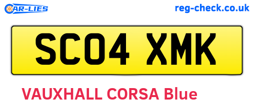 SC04XMK are the vehicle registration plates.