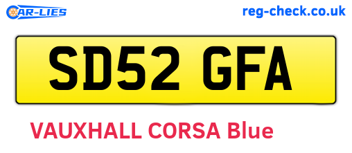 SD52GFA are the vehicle registration plates.