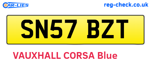 SN57BZT are the vehicle registration plates.