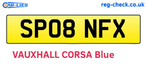 SP08NFX are the vehicle registration plates.