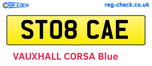 ST08CAE are the vehicle registration plates.