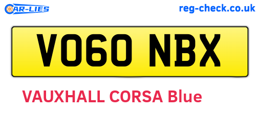 VO60NBX are the vehicle registration plates.