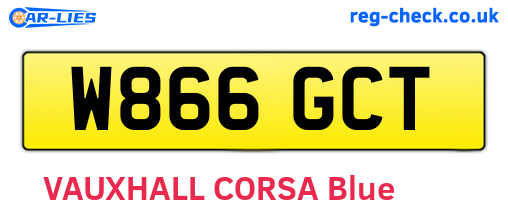 W866GCT are the vehicle registration plates.