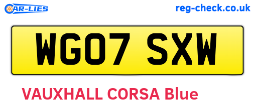 WG07SXW are the vehicle registration plates.