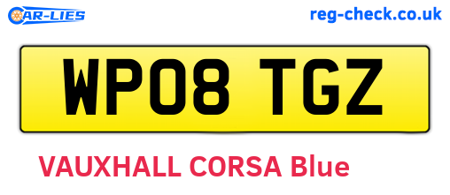 WP08TGZ are the vehicle registration plates.