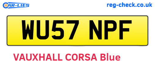 WU57NPF are the vehicle registration plates.