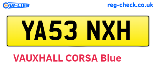 YA53NXH are the vehicle registration plates.