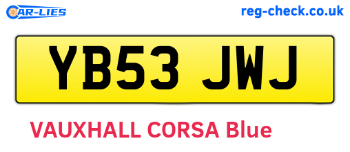 YB53JWJ are the vehicle registration plates.