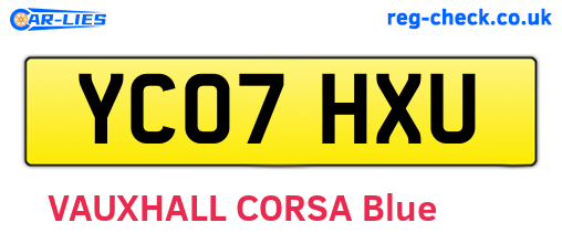 YC07HXU are the vehicle registration plates.