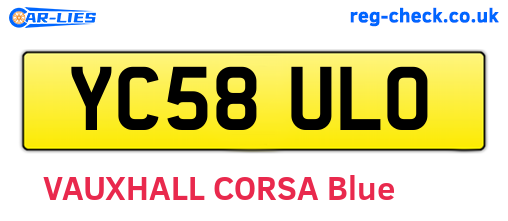 YC58ULO are the vehicle registration plates.