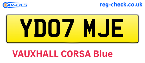 YD07MJE are the vehicle registration plates.