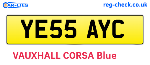 YE55AYC are the vehicle registration plates.