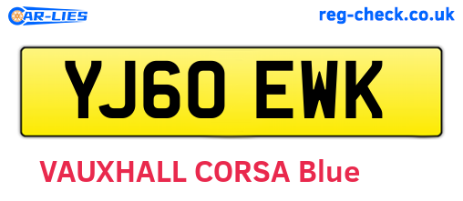 YJ60EWK are the vehicle registration plates.