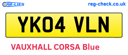 YK04VLN are the vehicle registration plates.