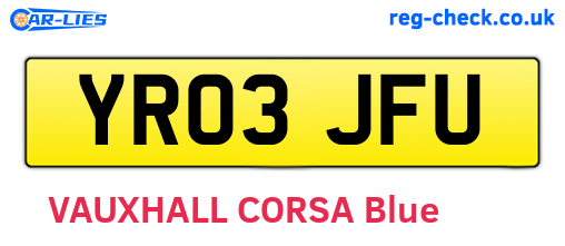 YR03JFU are the vehicle registration plates.