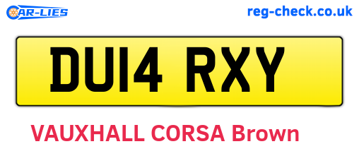 DU14RXY are the vehicle registration plates.